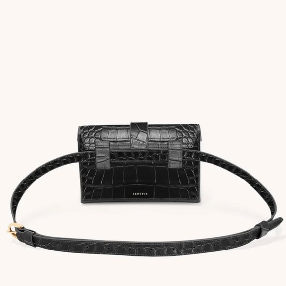 SENREVE Aria Black Leather Croc-Embossed Belt Bag New With Tags - Picture 15 of 16